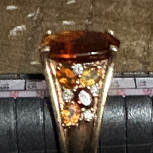 Elegant 10k Gold Citrine Wide Band Ring Size 7 - Picture 7 of 9